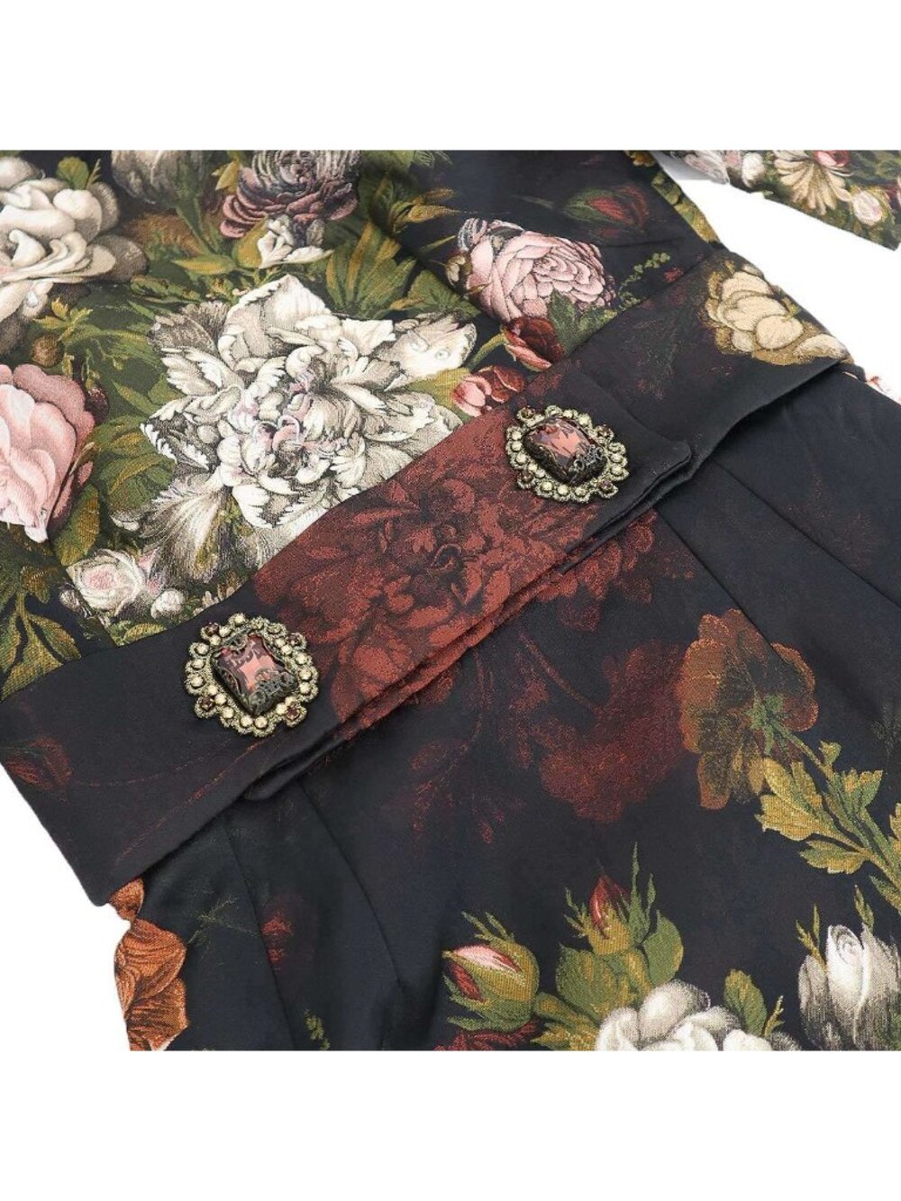 Dolce & Gabbana Flower Jacquard Bijou Stone Dress Black 38 - Picture 6 of 7